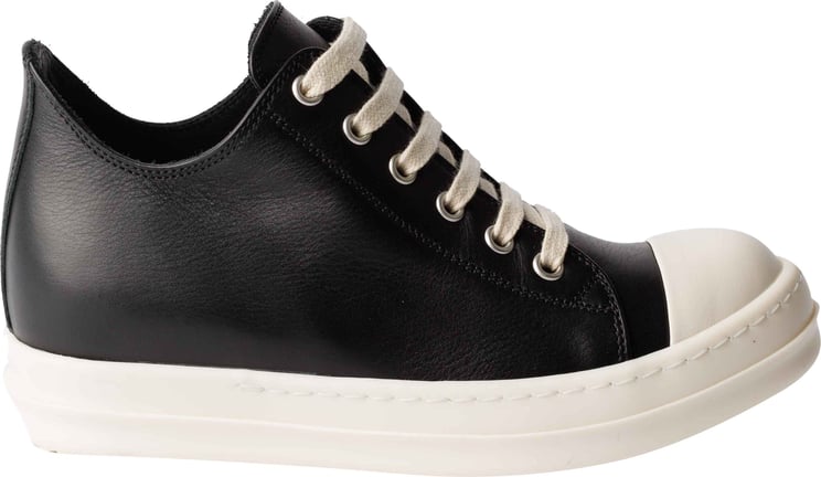 Rick Owens Black Leather Sneakers Zwart