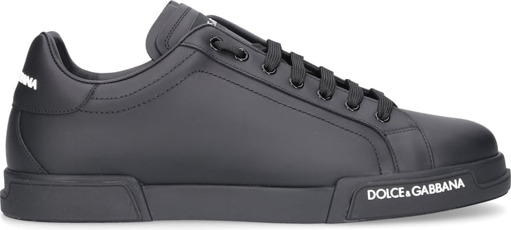 Dolce & Gabbana Low-top Sneakers Portofino Nappa Leather Shaggy Zwart