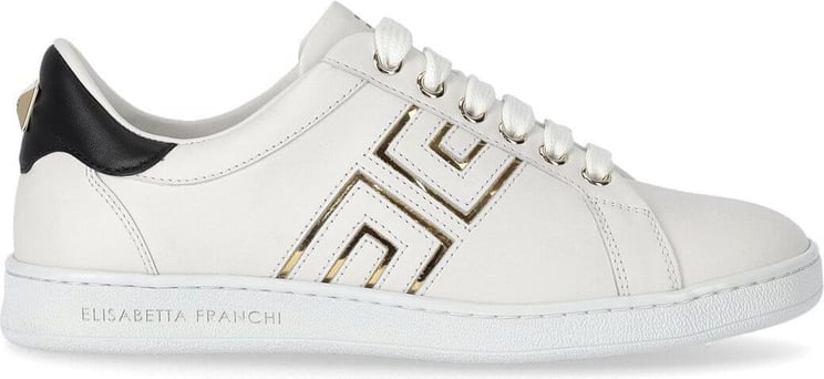 Elisabetta Franchi Ivory Black Sneaker With Logo White Wit