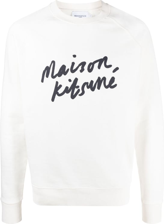 Maison Kitsuné Handwriting Clean Sweatshirt Ecru Wit