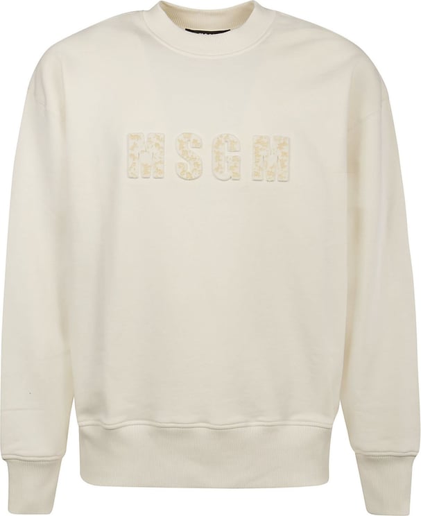 MSGM Embossed Logo Sweatshirt White Wit