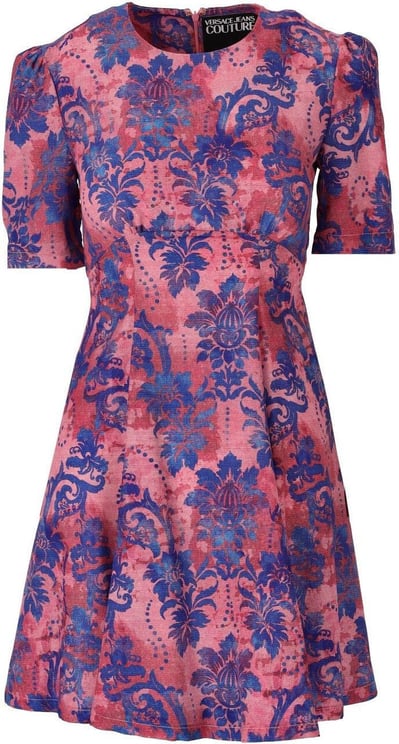 Versace Jeans Couture Tapestry Pink Blue Dress Pink Roze