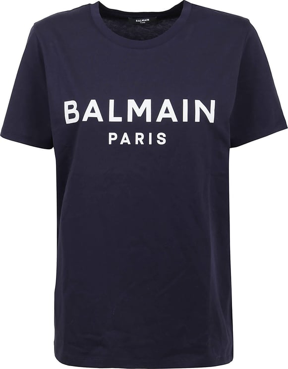 Balmain Ss Printed T-Shirt Button Blue