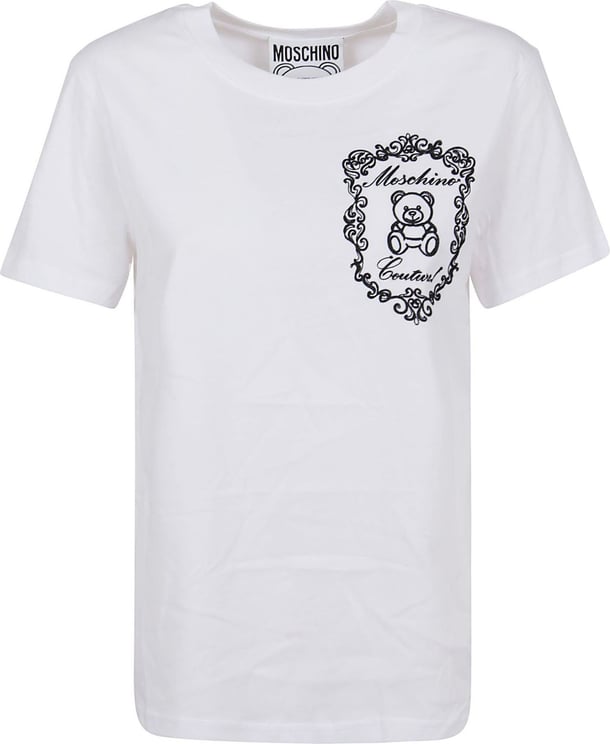 Moschino Cord Embroidery Teddy Bear T-Shirt Wit