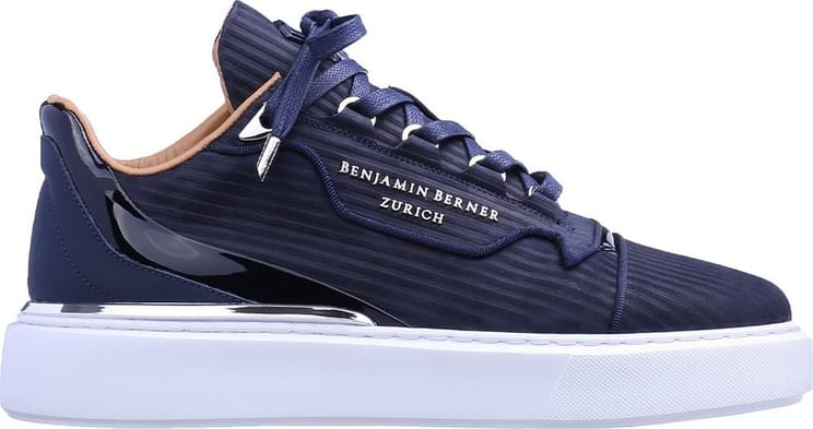 Benjamin Berner 3D Striped Embossed Nubuck Sneaker Blue