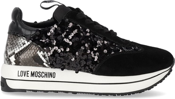 Love Moschino Black Sequins Sneaker Black Zwart