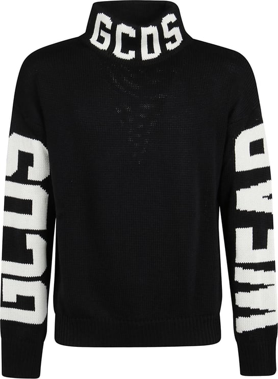 GCDS Logo Turtleneck Sweater Black Zwart