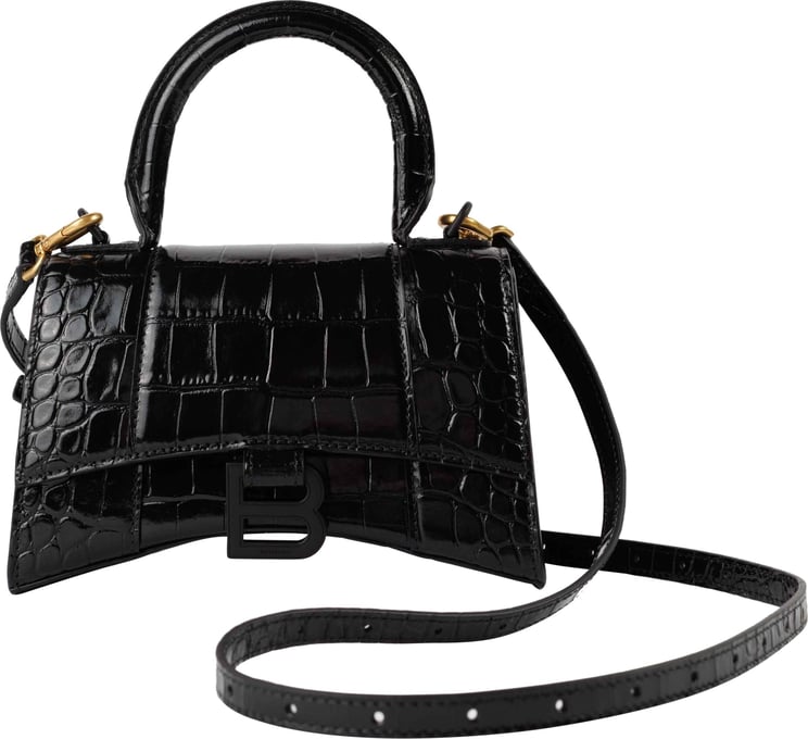 Balenciaga Top Handle Hourglass Bag Xsmall Black Black