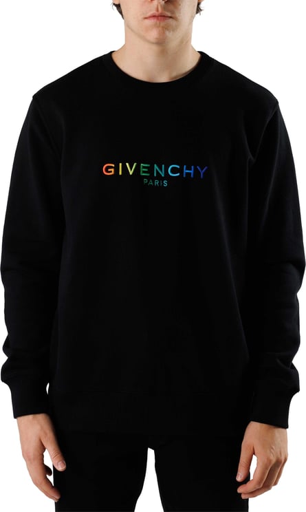 Givenchy Black Sweatshirt With Multicolor Embroidered Logo Black