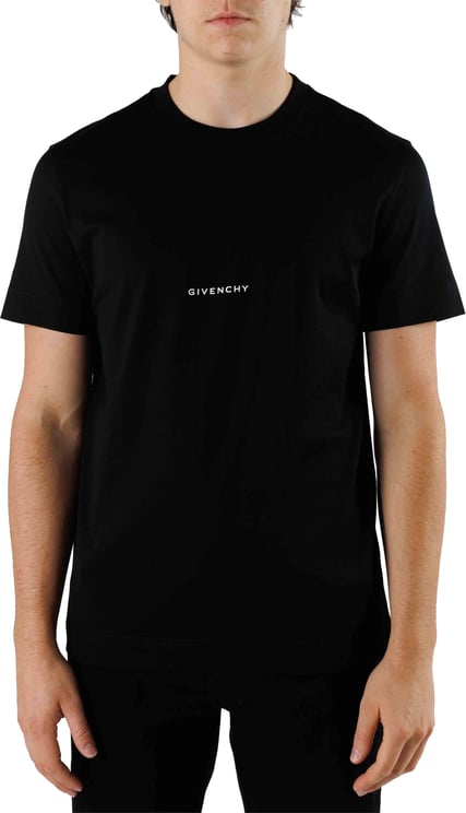 Givenchy Black T-shirt With Red And White Print Zwart