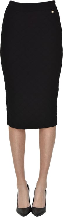 Elisabetta Franchi Quilted Fabric Pencil Skirt Zwart