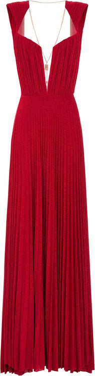 Elisabetta Franchi Robe longue rouge lurex dos nu Rood