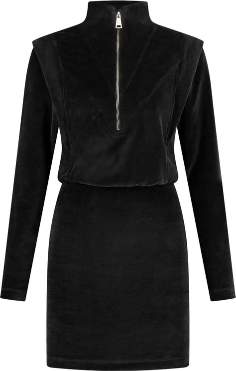 Nikkie Luxe Velvet dress black Zwart
