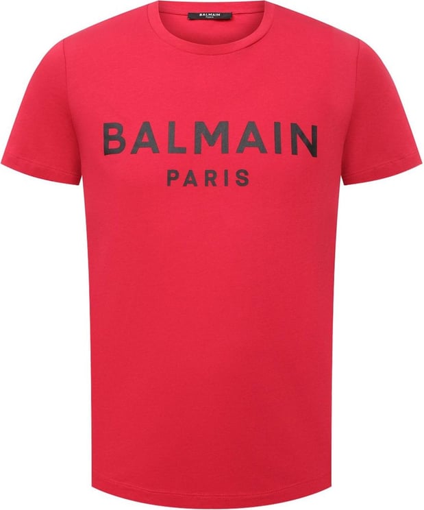 Balmain Balmain Cotton Logo T-Shirt Rood