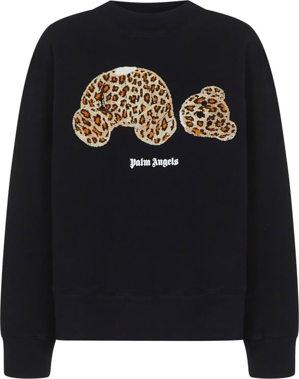 Palm Angels Palm Angels Leopard Bear Sweatshirt Zwart