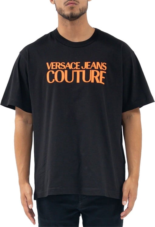 Versace Jeans Couture R Logo Fluo T-Shirt Zwart