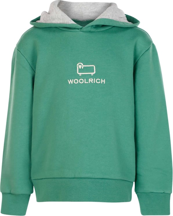 Woolrich Junior Truien & Sweaters Logo Hoodie CFWKSW0149MRUT Groen