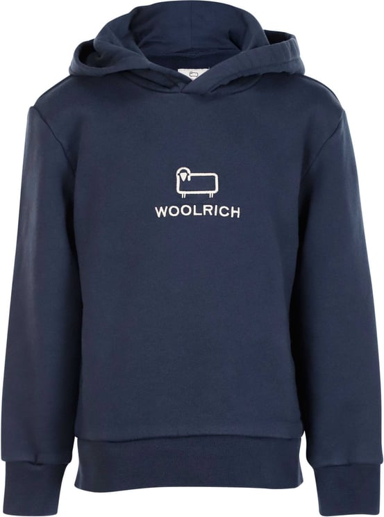 Woolrich Junior Truien & Sweaters Logo Hoodie CFWKSW0149MRUT Blauw