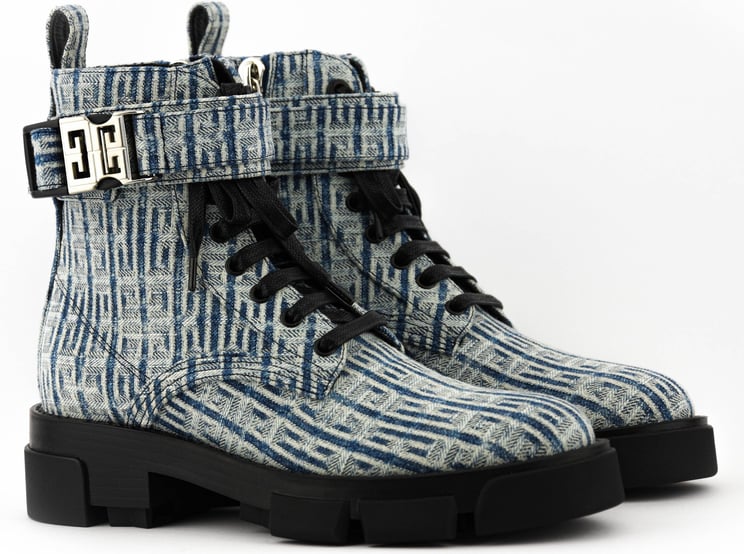 Givenchy Terra Boot 4g Buckle Denim Blauw