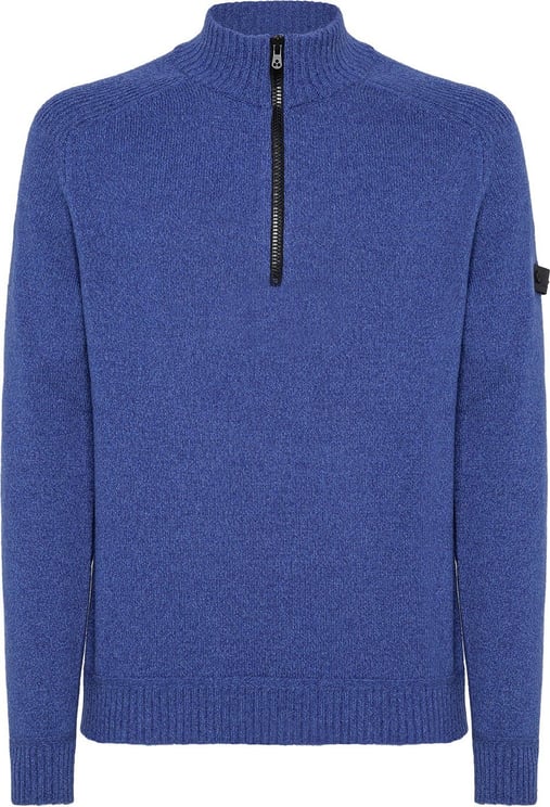 Peuterey BRAILLE - High neck jumper in mouliné wool blend Blue