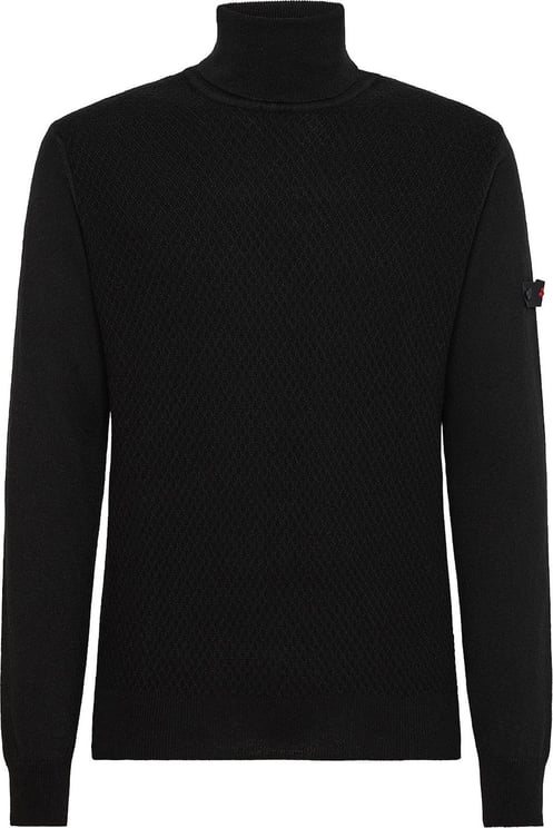 Peuterey OTAWARA - Acid-dyed knitted jumper in cotton-wool blend Black