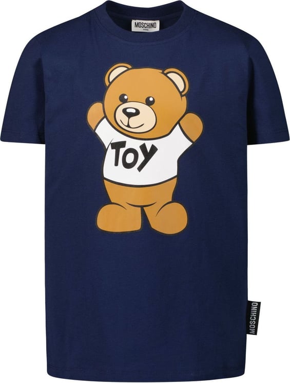 Moschino Kinder T-shirt Navy Blauw