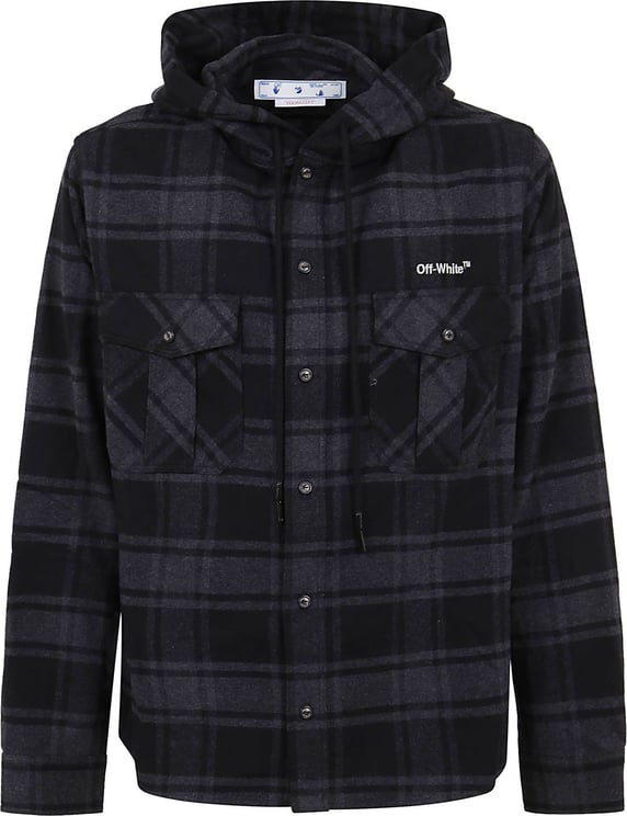 OFF-WHITE Outline Arr Hoodie Flannel Sh Gray