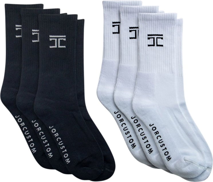 JorCustom Six-Pack Socks Black/White Zwart