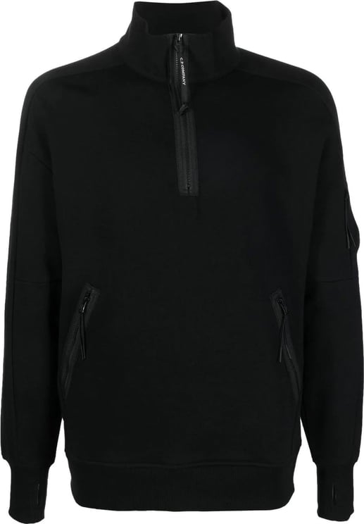 CP Company Diagonal Embossed Fleece Half-Zip Sweatshirt Zwart