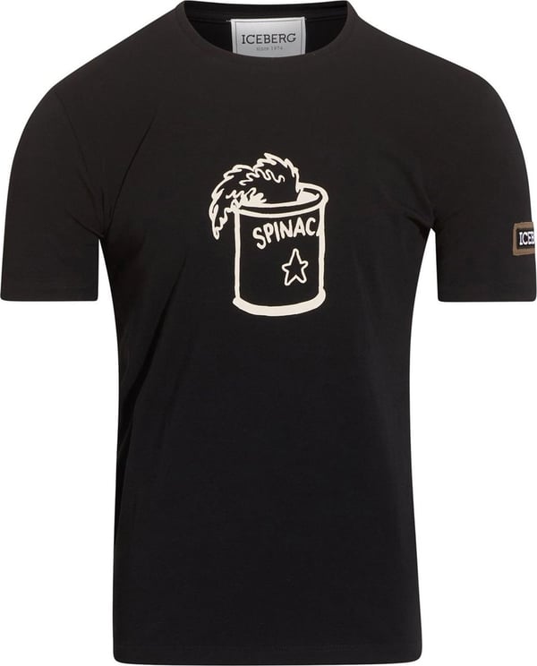 Iceberg Popeye Spinach T-Shirt Black Zwart