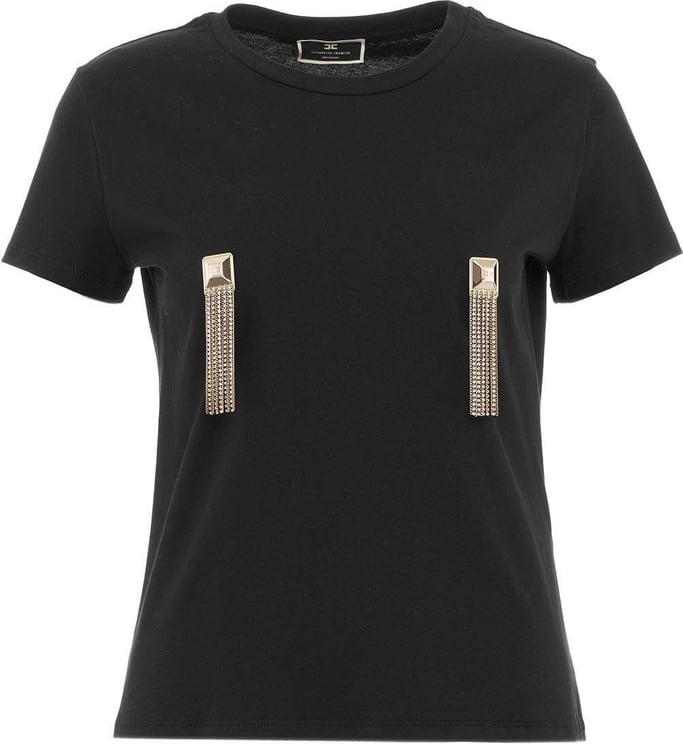 Elisabetta Franchi T-shirt With Studs Black Zwart