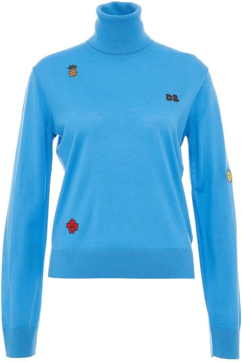 Dsquared2 Turtleneck With Embroidery Blue Blauw