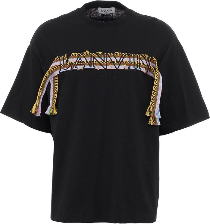 Lanvin T-shirt With Logo Embroidery Black Zwart
