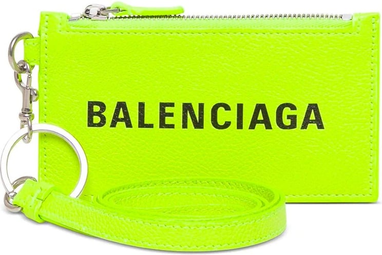Balenciaga Balenciaga Logo Leather Wallet Groen