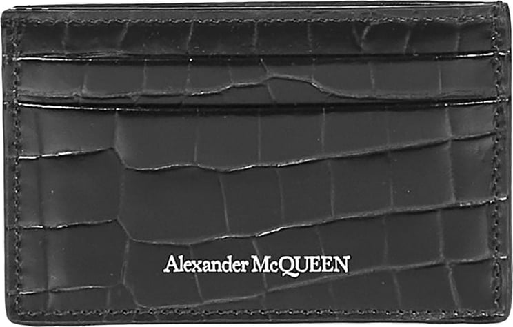 Alexander McQueen crocodile-effect leather cardholder Zwart