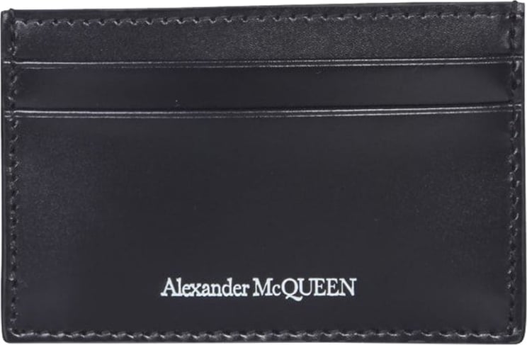 Alexander McQueen embossed logo leather cardholder Zwart