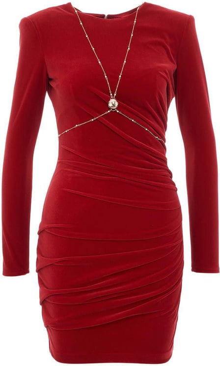 Elisabetta Franchi Velvet Dress Red Rood