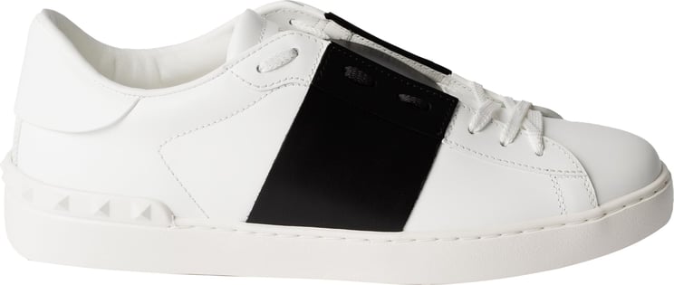 Valentino White Open Sneakers And Black Stripe Wit