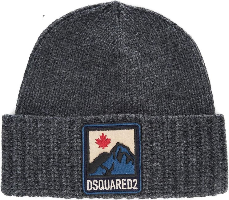 Dsquared2 Beanie With Logo Gray Grijs