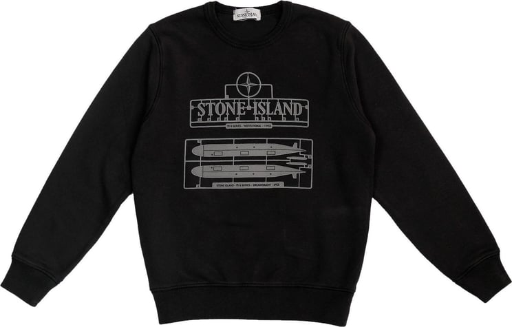 Stone Island Stone Island Sweater Giro Stampa Male Zwart