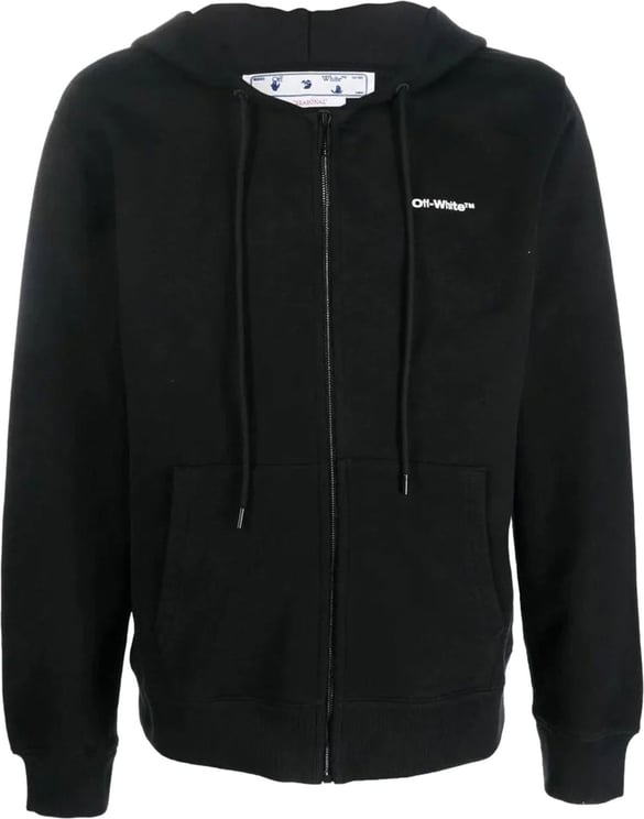 OFF-WHITE Wave Diag-Stripe zip-up hoodie Zwart