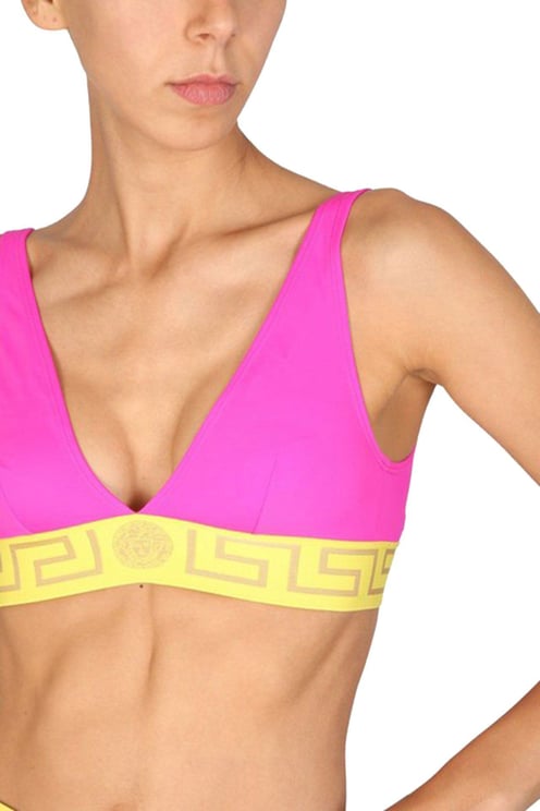 Versace Greca triangle bikini top Pink