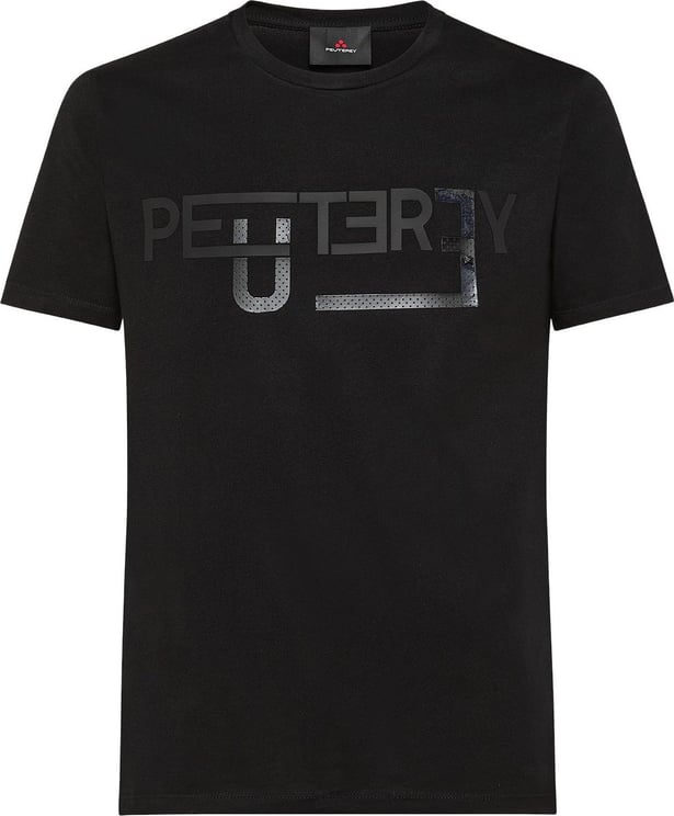 Peuterey FRED 02 PT - Cotton jersey short-sleeved t-shirt with lettering print Zwart