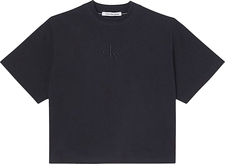 Calvin Klein T-shirt Woman Back Polaroid Label Teen J20j219806.beh Black