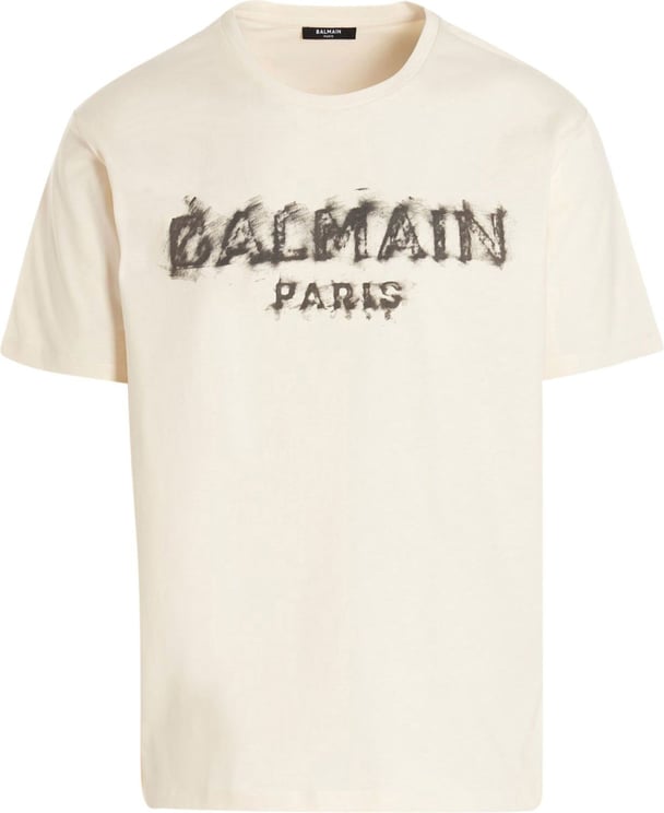 Balmain Tee shirt logo cream Beige