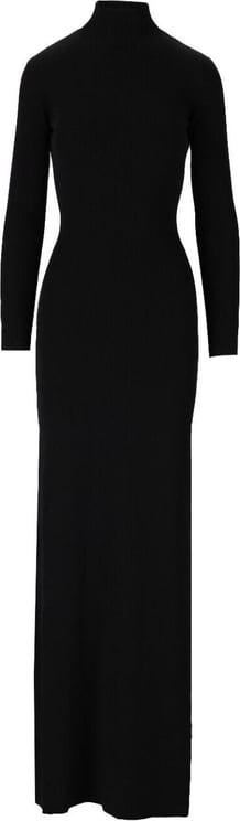 Elisabetta Franchi Red Carpet Black Long Knitted Dress Black Zwart
