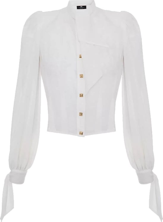Elisabetta Franchi Ivory Cropped Shirt With Studs Beige Beige