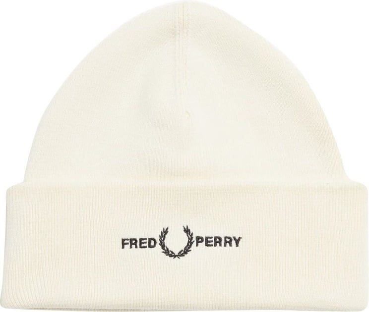 Fred Perry Graphic Beanie Ecru Wit