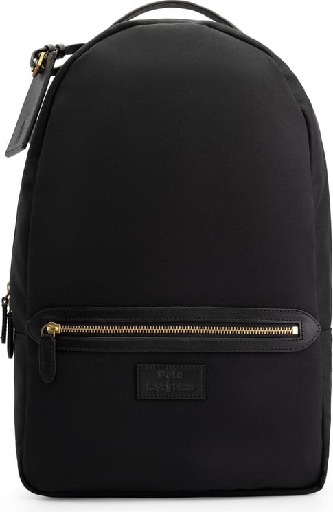 Ralph Lauren Leather-trim Canvas Backpack Zwart