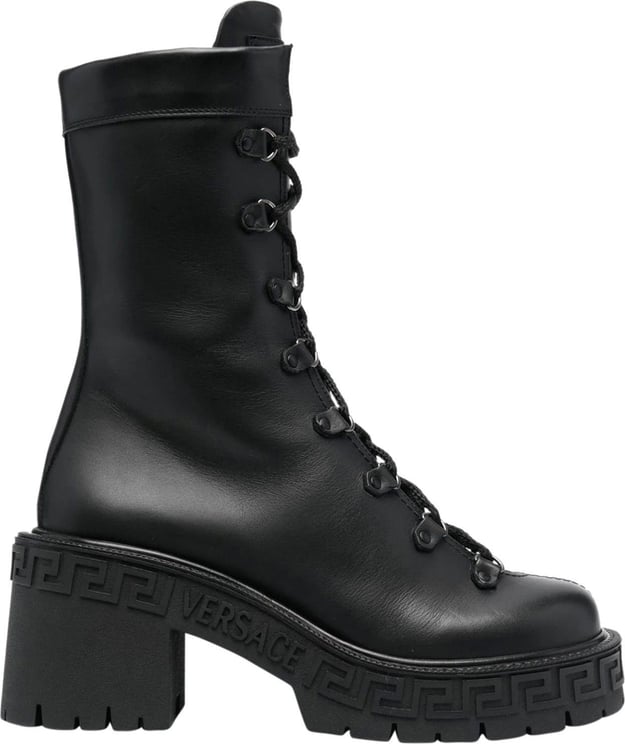 Versace Greca platform combat boots Black